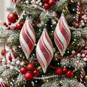 Glittered Pink Swirled Drop Shatterproof Christmas Ornaments Decoration 3 Count